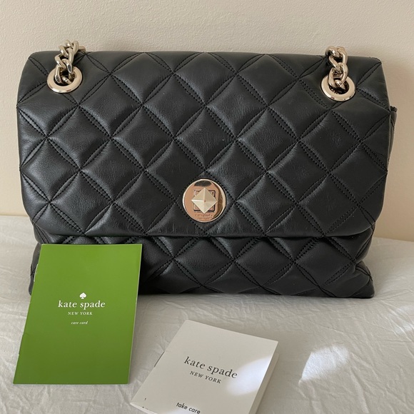 kate spade Handbags - kate spade ♠️ “Natalia” Medium quilted leather, flap 2~way gold chain, Black